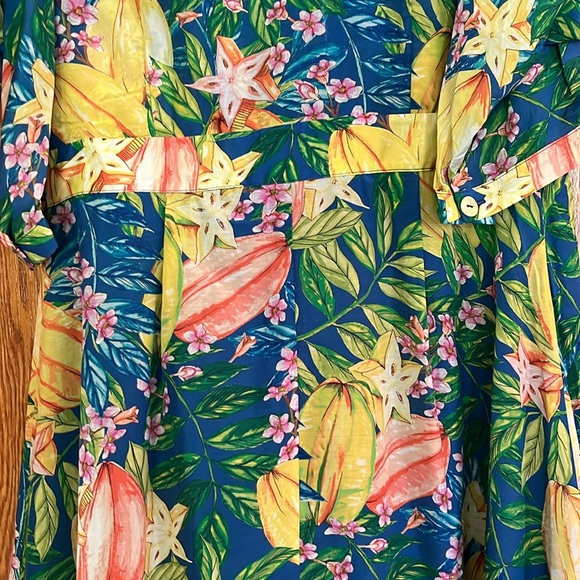 Farm Rio Star Fruit Puff Sleeve Midi Dress Size L NWT - Picture 14 of 15